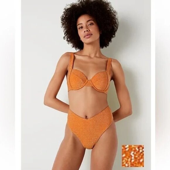 PINK Victoria Secret Shimmer Push Up Demi Bikini Size XL - Picture 1 of 7